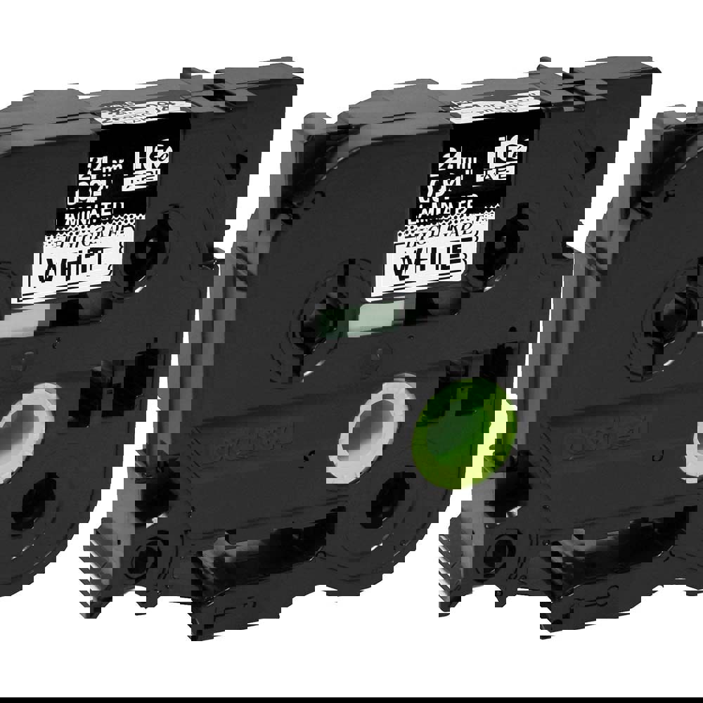 Label Tape Ribbon: 26.2' Long, Black & White, Polyester